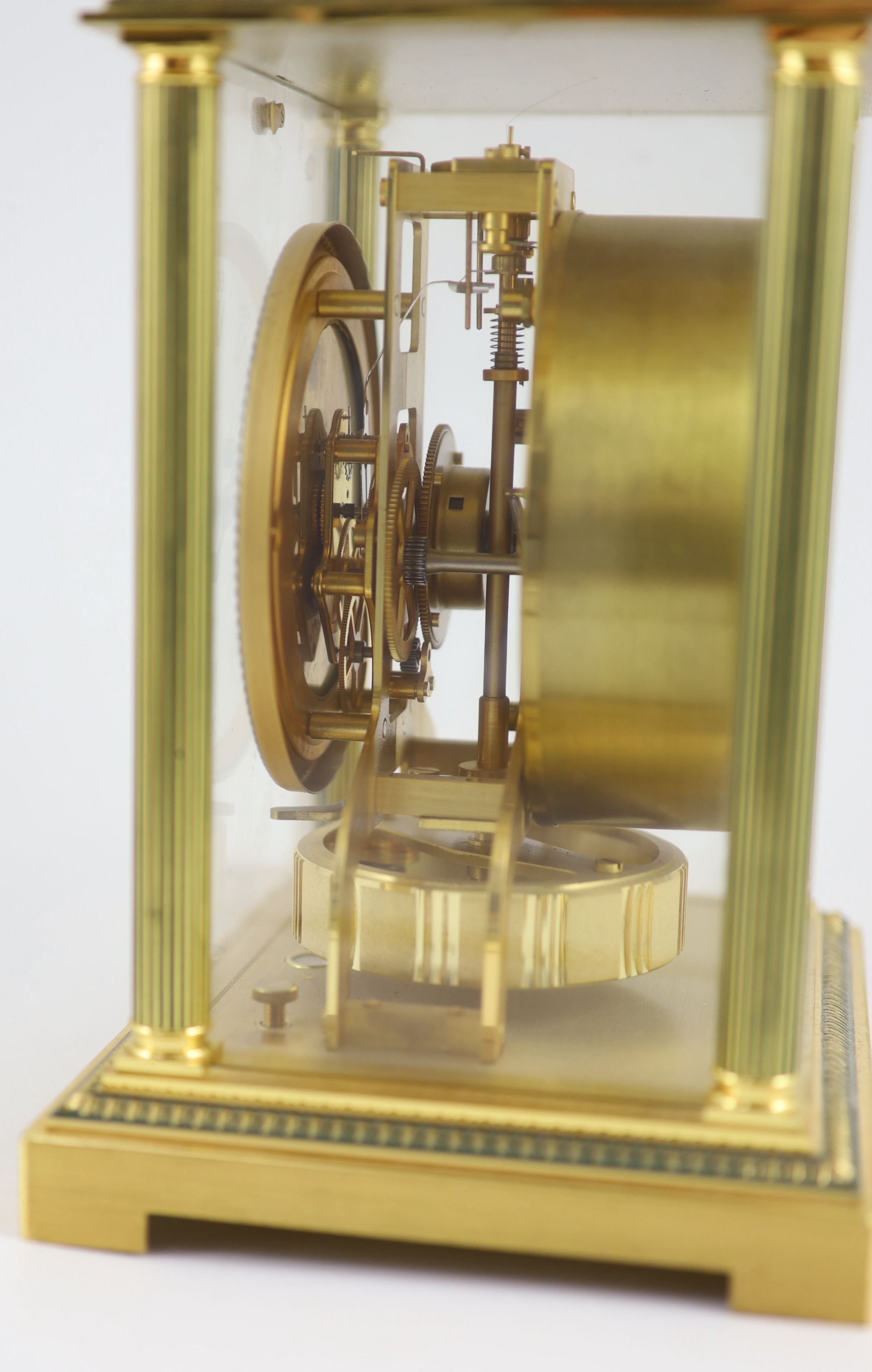 A Jaeger le Coultre gilt brass Atmos clock, clock width 21cm depth 16cm height 24cm